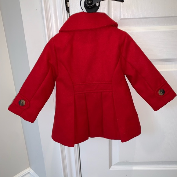Old Navy. Red toddler girl pea coat size 12-18 months ❄️GUC/EUC - Picture 2 of 3